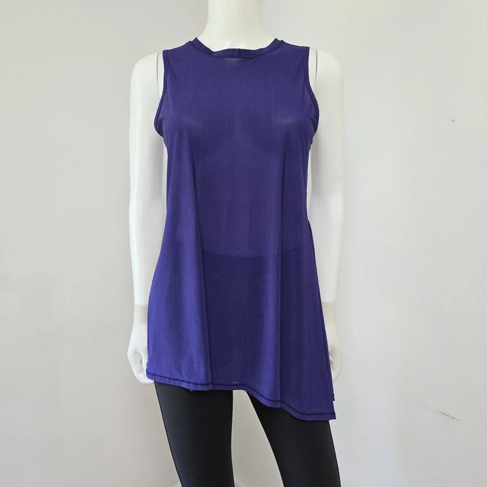 Lululemon Get Low Tank Tie Side Size 4 Mesh Stretch Sleeveless Purple Womens